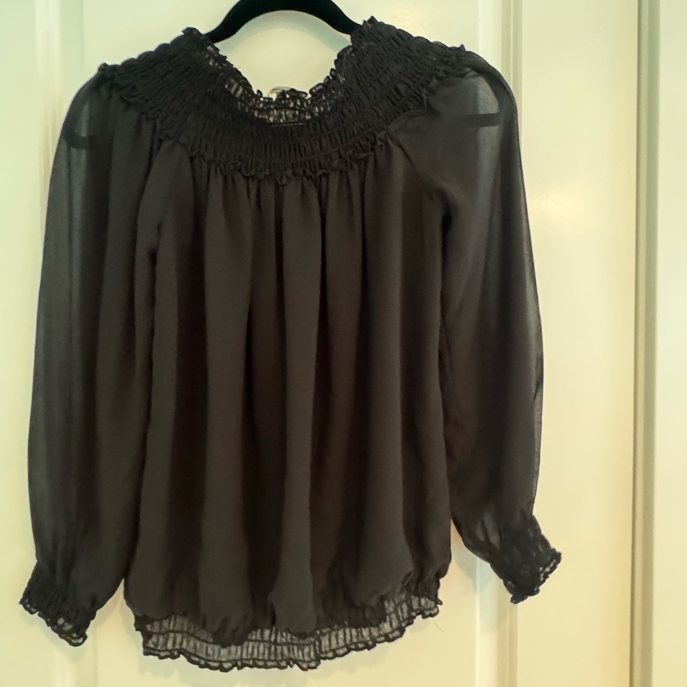 Max Studio Black Smocked Off-Shoulder Blouse